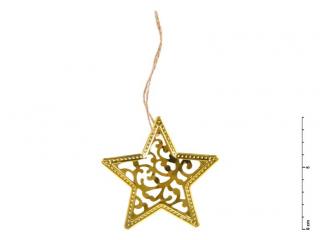 záves Hviezda kov zlatá 9 cm 8885536