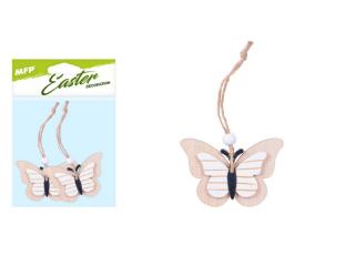 záves motýľ 2ks 9cm drevo 2221761