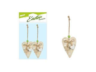 záves Srdiečka 2ks/8cm natur drevo 2221619