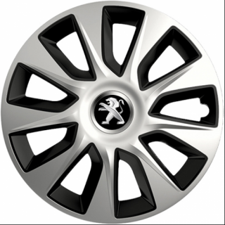 PUKLICE PRE PEUGEOT 15" STRATOS silver/black 4ks