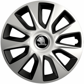 PUKLICE PRE ŠKODA 15" STRATOS silver/black 4ks