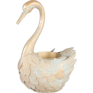 Dekorácia MagicHome Mecco, Hus, plech kvetináč, zlatá, 35x18x43 cm PRO-8091651