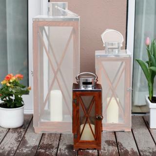 Drevený Lampáš 8112 - BRAUN - S LE-8112-S - Hnedá LE-8112-S