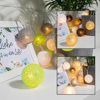 LED svetelná reťaz deko guľe 10 LED - 5 cm HI- 76513 - Zelená s bielymi koncami HI- 76513