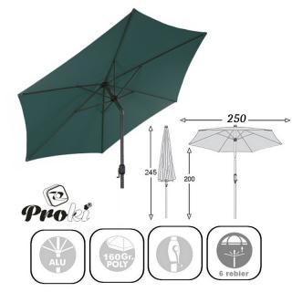 Slnečník s kľukou naklápací 250 cm Gruen PRO-MC2200GR