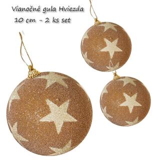 Vianočné gula Hviezda ø 10 cm - 2ks set Zlatá PRO- 53770G