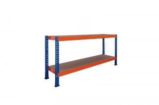 Nekonečný priemyselný regál 1400x2200x800, 2 police Farba: Oranžová a modrá
