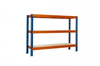 Nekonečný priemyselný regál 1600x2000x600, 3 police Farba: Oranžová a modrá