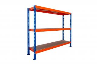 Nekonečný priemyselný regál 1800x2000x600, 3 police Farba: Oranžová a modrá