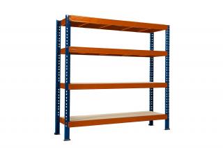 Nekonečný priemyselný regál 1800x2000x600, 4 police Farba: Oranžová a modrá