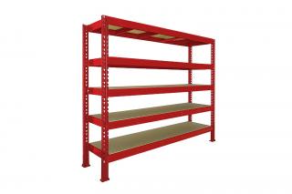 Nekonečný priemyselný regál 1800x2000x600, 5 políc Farba: Červená