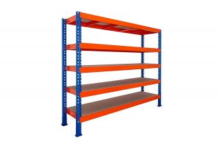 Nekonečný priemyselný regál 1800x2000x600, 5 políc Farba: Oranžová a modrá