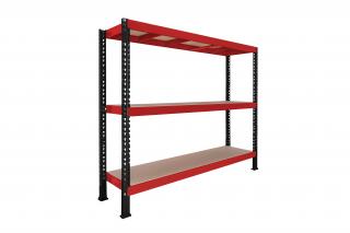 Nekonečný priemyselný regál 1800x2200x600, 3 police Farba: červená a čierna