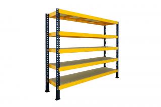 Nekonečný priemyselný regál 2400x2200x800, 5 políc Farba: Žltá a čierna