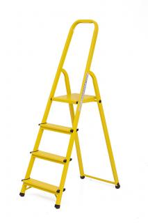 Oceľový rebrík žltý, 4 priečky