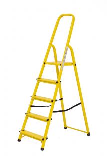 Oceľový rebrík žltý, 5 priečok