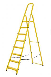 Oceľový rebrík žltý, 8 priečok