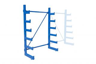 Polovičná stromčekový jednostranný konzolový regál 2000x1380x620, nosnosť 2400 kg, modrý