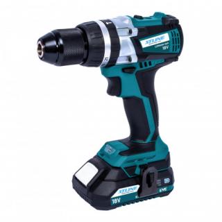 Aku vŕtačka s príklepom bezuhlíková 18V 65Nm 2 batérie 2,0Ah EVE + nabíjačka 2,4A XT102860E