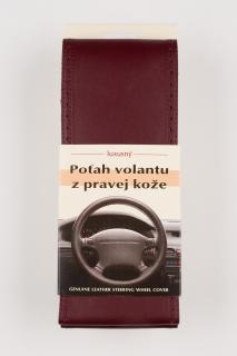 Poťah na volant z pravej kože - BORDOVÝ s bordovým obšitím velkosť: CX