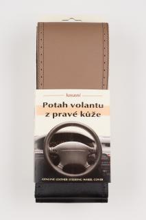 Poťah na volant z pravej kože - ČIERNO-HNEDÝ s čiernym obšitím velkosť: AX