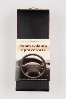 Poťah na volant z pravej kože - ČIERNY, s červeným obšitím velkosť: CX