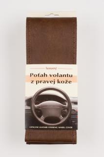 Poťah na volant z pravej kože - HNEDÝ-NATURÁL s hnedým obšitím velkosť: AX