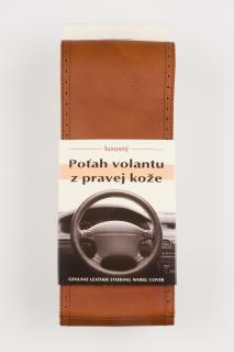 Poťah na volant z pravej kože - HRDZAVÝ s hnedým obšitím velkosť: CX