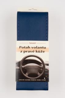 Poťah na volant z pravej kože - MODRÝ s modrým obšitím velkosť: CX