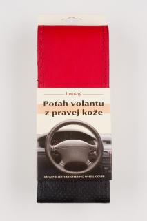 Poťah na volant z pravej kože s perforovaním - ČIERNO-ČERVENÝ s čiernym obšitím velkosť: D