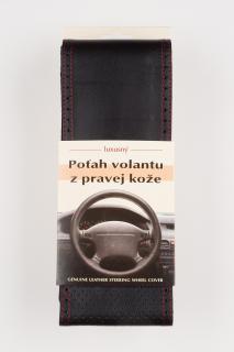 Poťah na volant z pravej kože s perforovaním - ČIERNY s červeným obšitím velkosť: AX