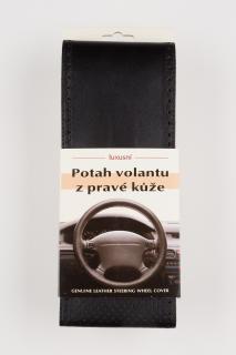 Poťah na volant z pravej kože s perforovaním - ČIERNY s čiernym obšitím velkosť: AX
