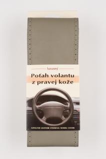 Poťah na volant z pravej kože - SVETLO-SIVÝ so sivým obšitím velkosť: CX