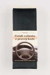 Poťah na volant z pravej kože - TMAVO-ZELENÝ so zeleným obšitím velkosť: AX