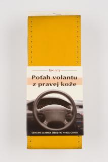 Poťah na volant z pravej kože - ŽLTÝ so žltým obšitím velkosť: CX