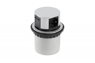 GTV COMFORT výsuvná zásuvka 3x 220, 2xUSB , alu, kábel 1,5m AE-BPW3U100U-53