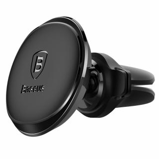 Baseus Magnetic Air Vent magnetický držák do auta na ventilační mřížku s úchytem na dva kabely černý (SUGX-A01)
