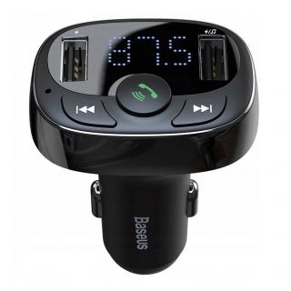 Baseus T-Typed Transmiter FM Bluetooth nabíječka do auta MP3 2x USB TF microSD 3.4A černá (CCTM-01)