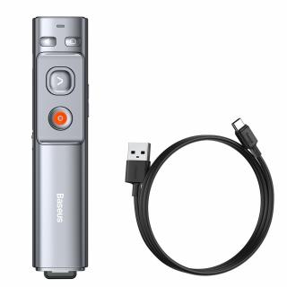 Dálkové ovládání laserového ukazovátka Baseus Orange Dot pro prezentaci na PC s vestavěnou baterií v šedé barvě (WKCD000013)