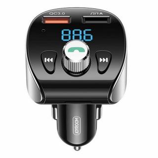Joyroom FM vysílač Bluetooth 5.0 MP3 micro SD nabíječka do auta 2x USB 18 W 3 A Quick Charge 3.0 černá (JR-CL02)