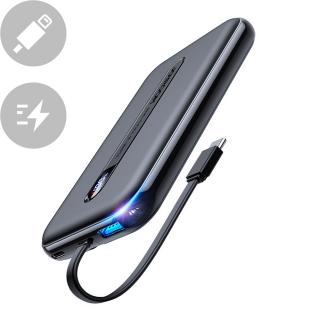 Joyroom Powerbanka Joyroom Linglong 10 000 mAh 20 W napájení Rychlé nabíjení USB / USB typu C / vestavěný kabel USB typu C černý (JR-L001 černý)