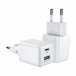 Nabíječka Joyroom (zástrčka EU) USB / USB typu C 30 W Power Delivery QuickCharge 3.0 AFC FCP bílá (L-QP303)