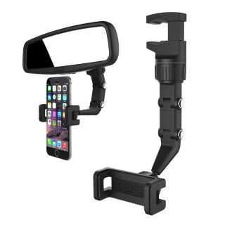 Nastavitelný držák zpětného zrcátka do auta pro smartphone černý