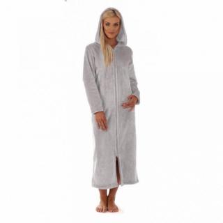 dámský župan Vestis 3656 SIENA dlouhá se zipem 9151 šedá - XL šedá
