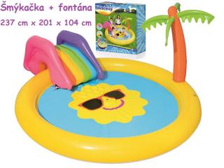 Bestway 53071 Nafukovací detský bazén so šmýkačkou a fontánou Slnko 237 cm x 201 x 104 cm