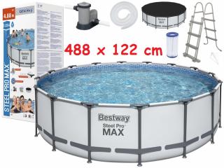Bestway 5612Z Bazén s kovovou konštrukciou Steel Pro MAX 488cm x 122cm + čerpadlo + plachta + rebrík