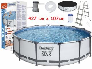 Bestway 56950 Bazén s kovovou konštrukciou STEEL-PRO MAX 427cm x 107cm + filtračné čerpadlo + rebrík + plachta