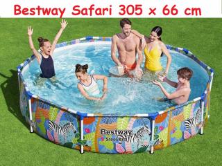 Bestway 56985 Bazén s konštrukciou Safari so zvieratkami 305 cm x 66 cm