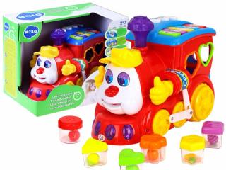 Hola Toys Interaktívny Vláčik so svetlom a zvukom + Klavír + vkladačka + jazdí sám