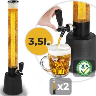 JAGO Výčap na Pivo, 2ks Pivná Veža 3,5L 90cm s kohútikom + 2 ks zásobník na Ľad